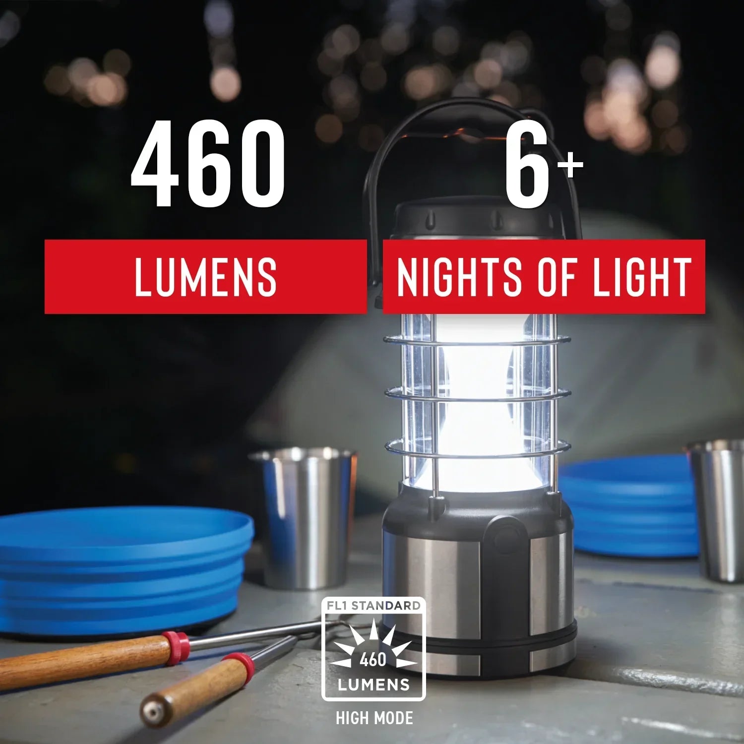 (2 Pack) EAL18 LED Lantern – 460 Lumens, Dual Color (White & Red), 4 Light Modes, IP54 Rated