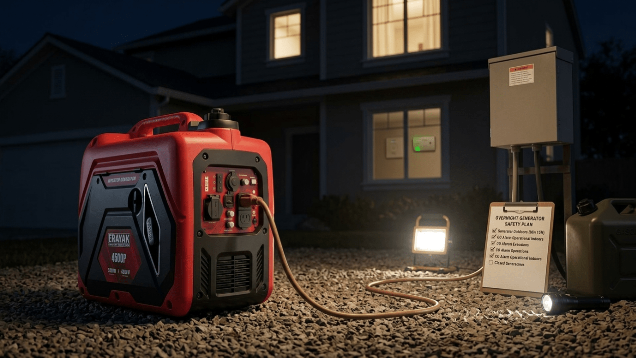 Can You Run a Portable Generator Overnight? Safety, Runtime and Load Tips - Erayak Power