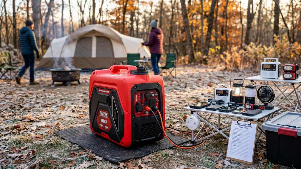 Cold Weather Camping Power Setup: Generator Guide for Lights, Coffee, Fans and Emergency Gear - Erayak Power