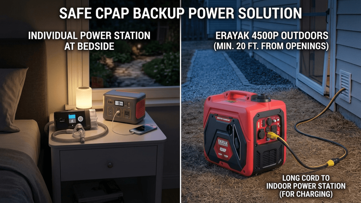CPAP Backup Power at Home: Generator and Battery Options for Overnight Outages - Erayak Power
