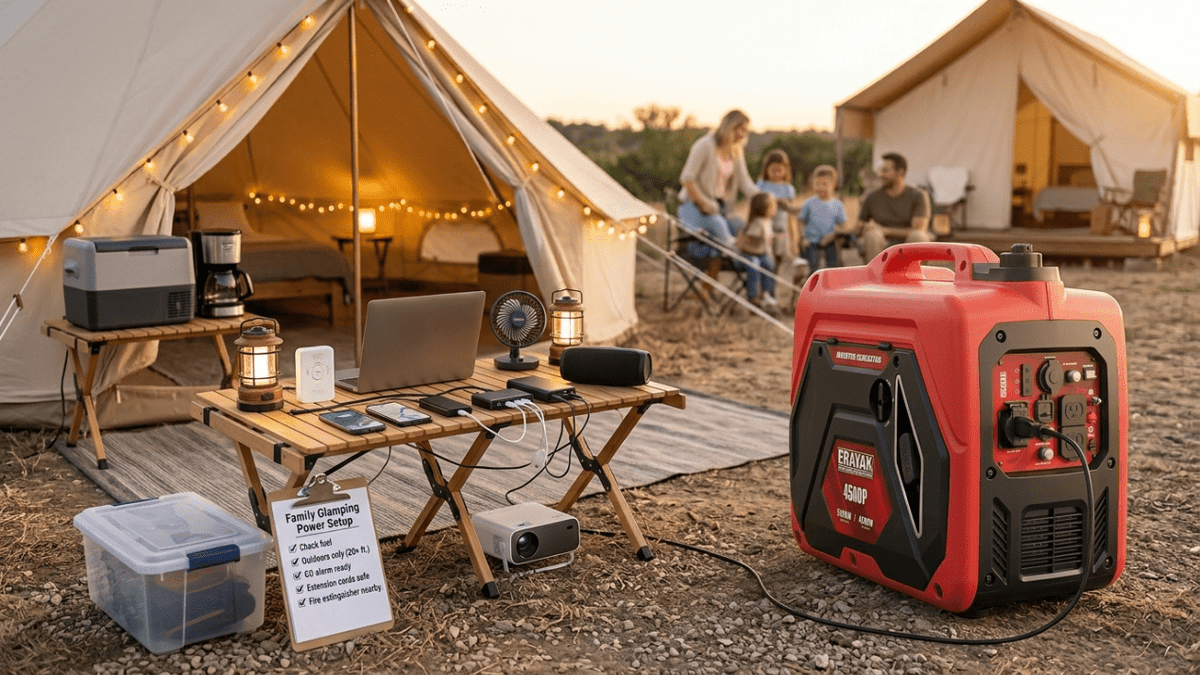 Family Glamping Power Setup: Generator Guide for Lights, Fans, Coffee, Coolers and Comfort - Erayak Power