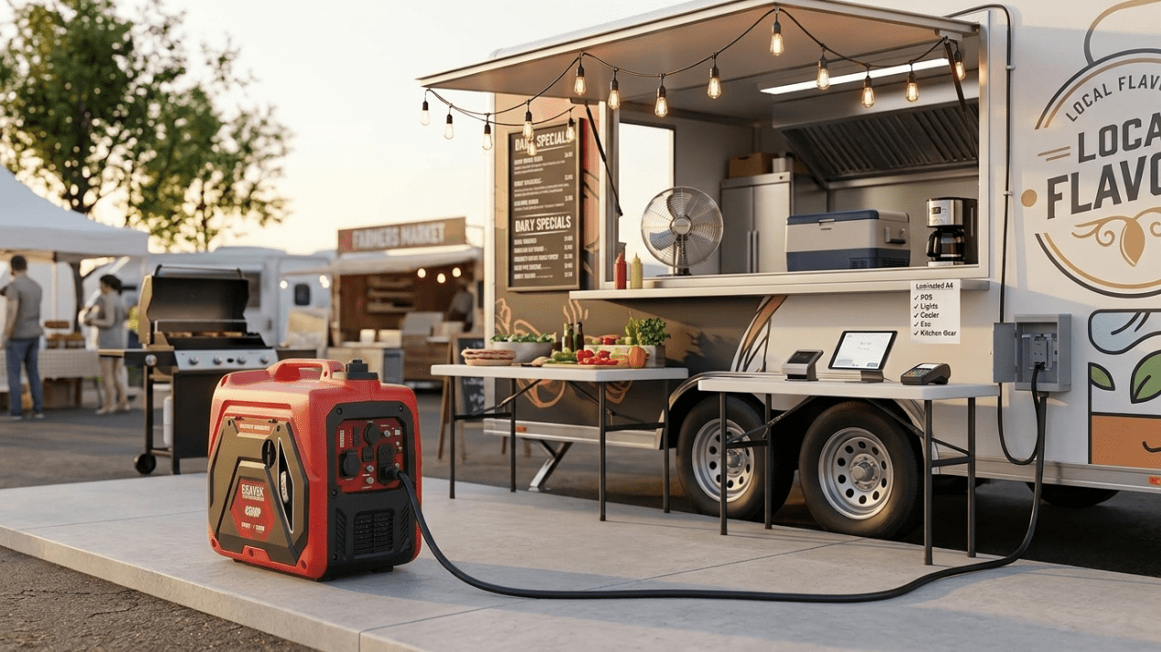 Food Truck Power Setup: Generator Solution for POS, Lights, Cooler, and Kitchen Gear - Erayak Power