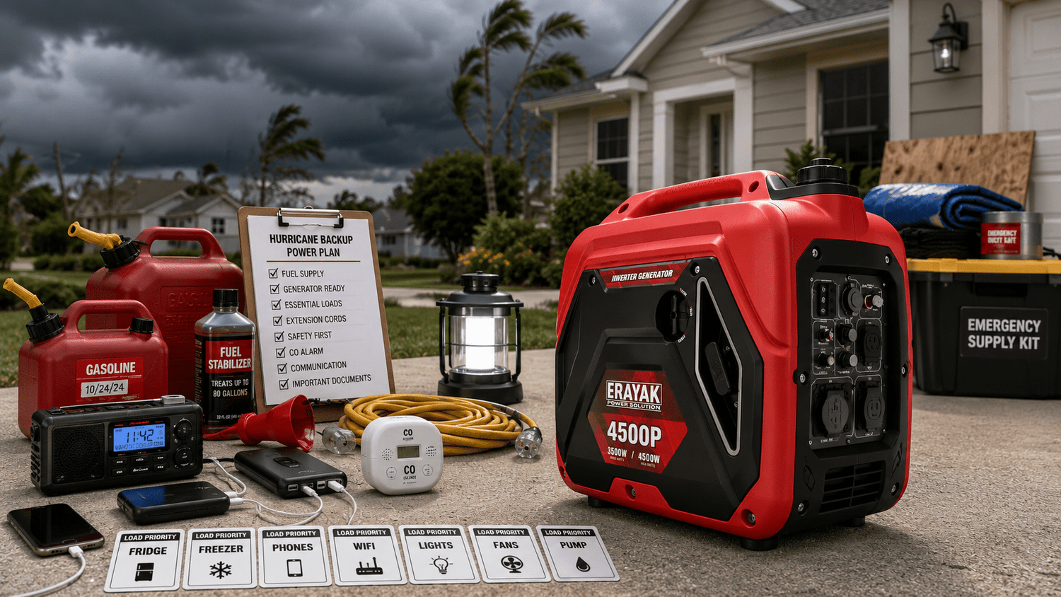 Hurricane Backup Power Plan: Fuel, Generator Placement, and Essential Loads - Erayak Power