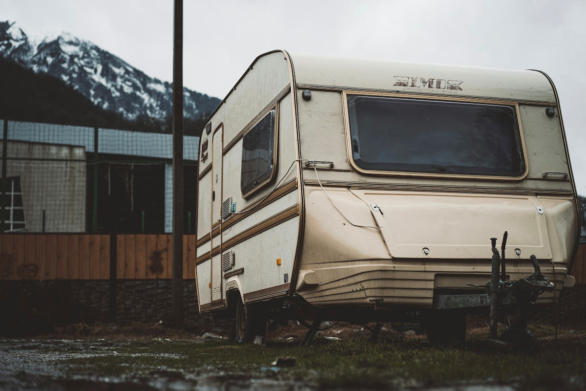 white and black rv trailer