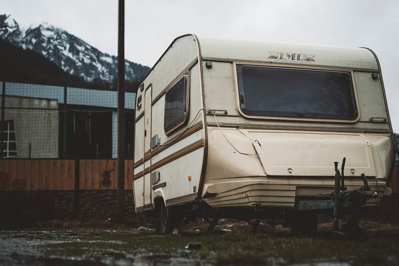 white and black rv trailer
