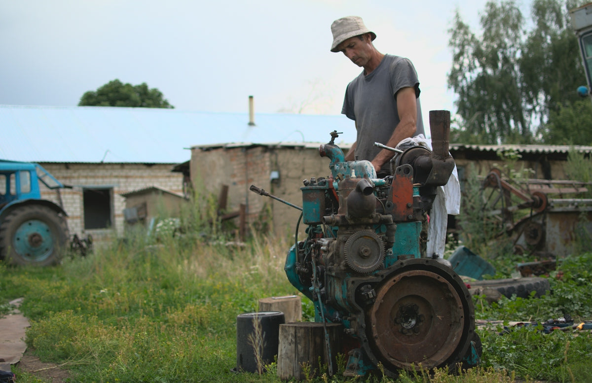 a man on a tractor