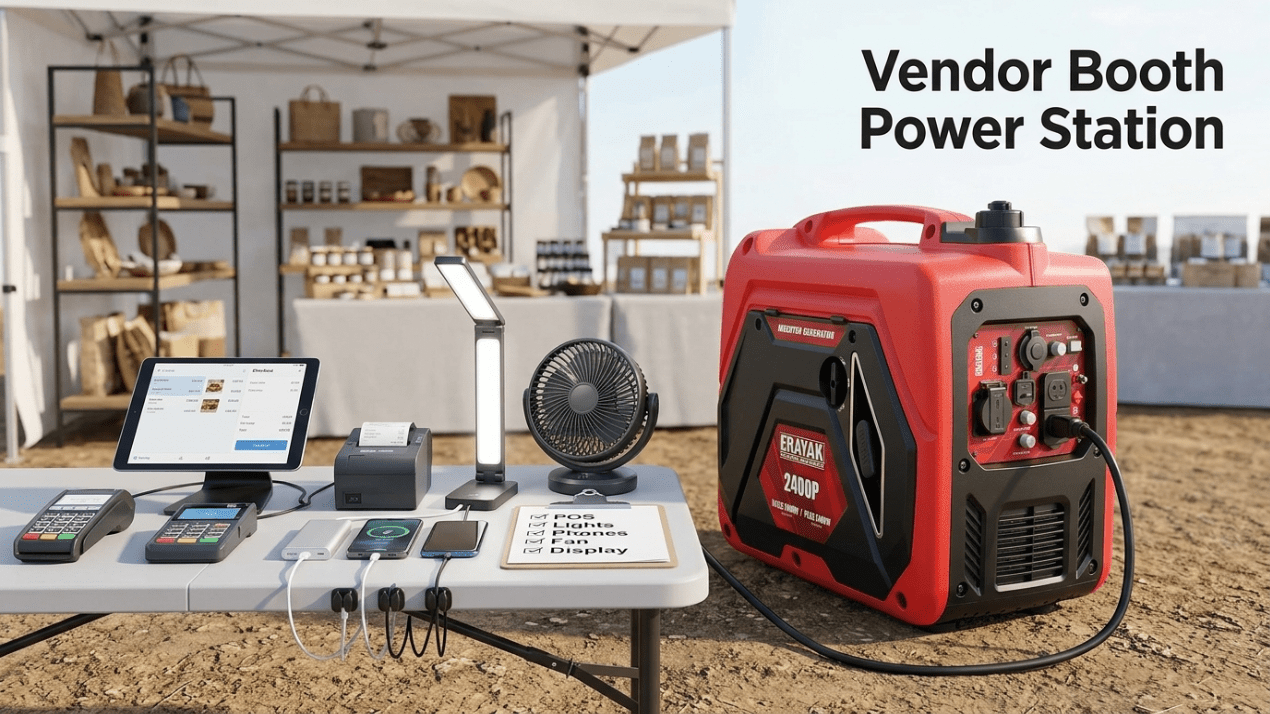 Pop-Up Booth Power Setup: Generator Solution for Markets and Vendor Events - Erayak Power