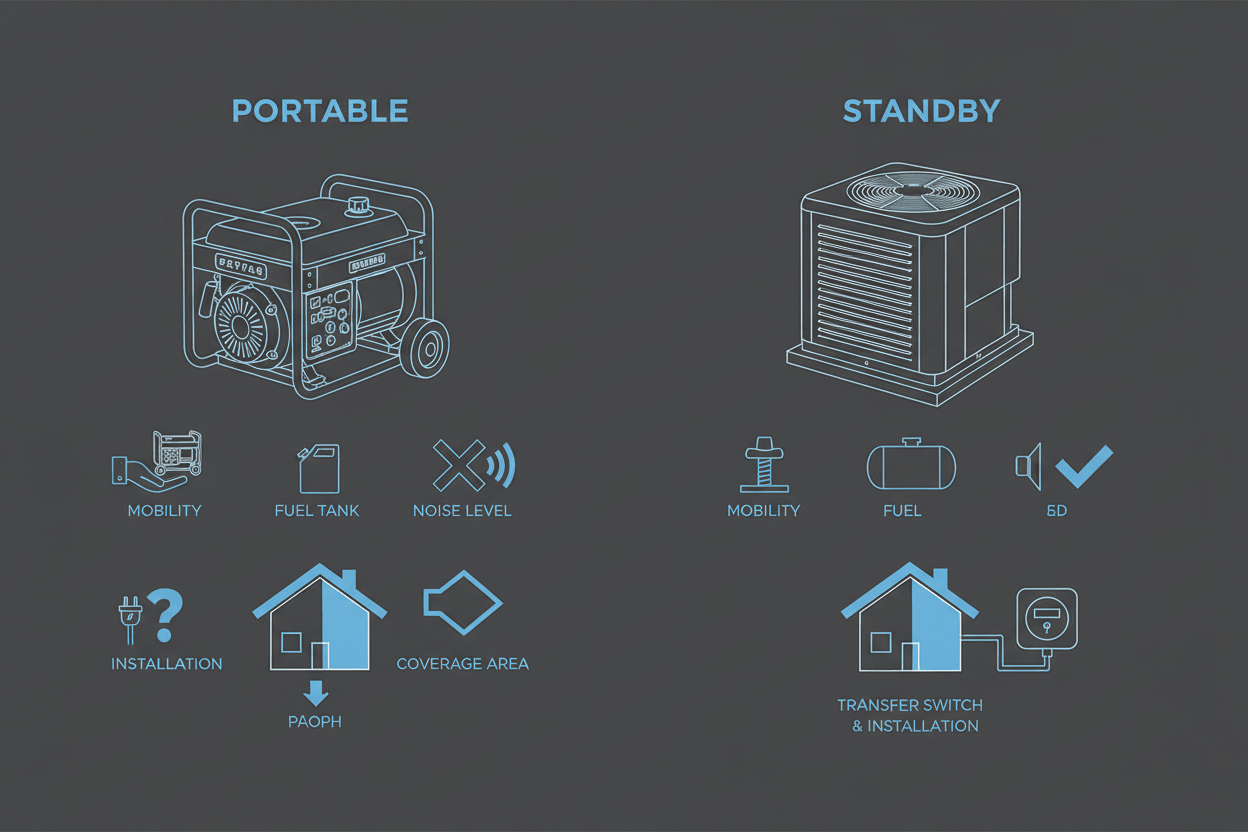 Portable vs Standby Generators: Which Is Better for Home Backup? - Erayak Power