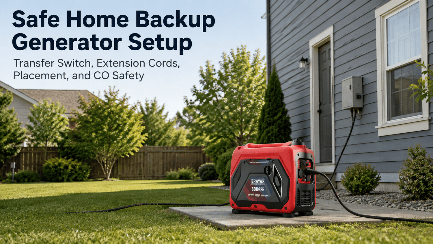 Safe Home Backup Generator Setup: Transfer Switch, Extension Cords, Placement, and CO Safety - Erayak Power