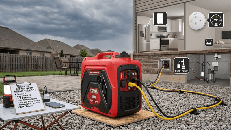 Sump Pump and Refrigerator Backup: What Size Generator Do You Need? - Erayak Power