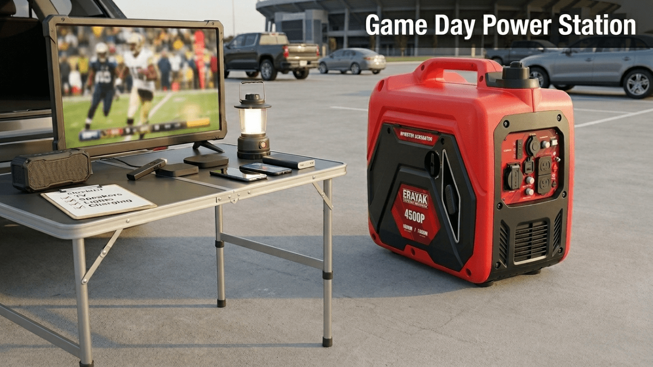 Tailgate Power Setup: Generator Solution for TV, Speakers, Lights, and Food - Erayak Power