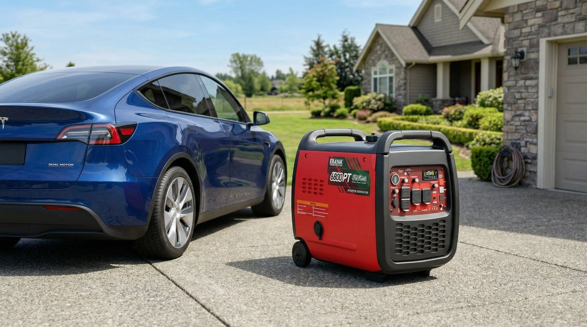 Tesla Emergency Backup: Level 2 Charging with Portable Inverter Genera