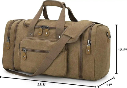 Gonex Canvas Duffle Bag for Travel 60L Duffel Overnight Weekend Bag(Coffee)