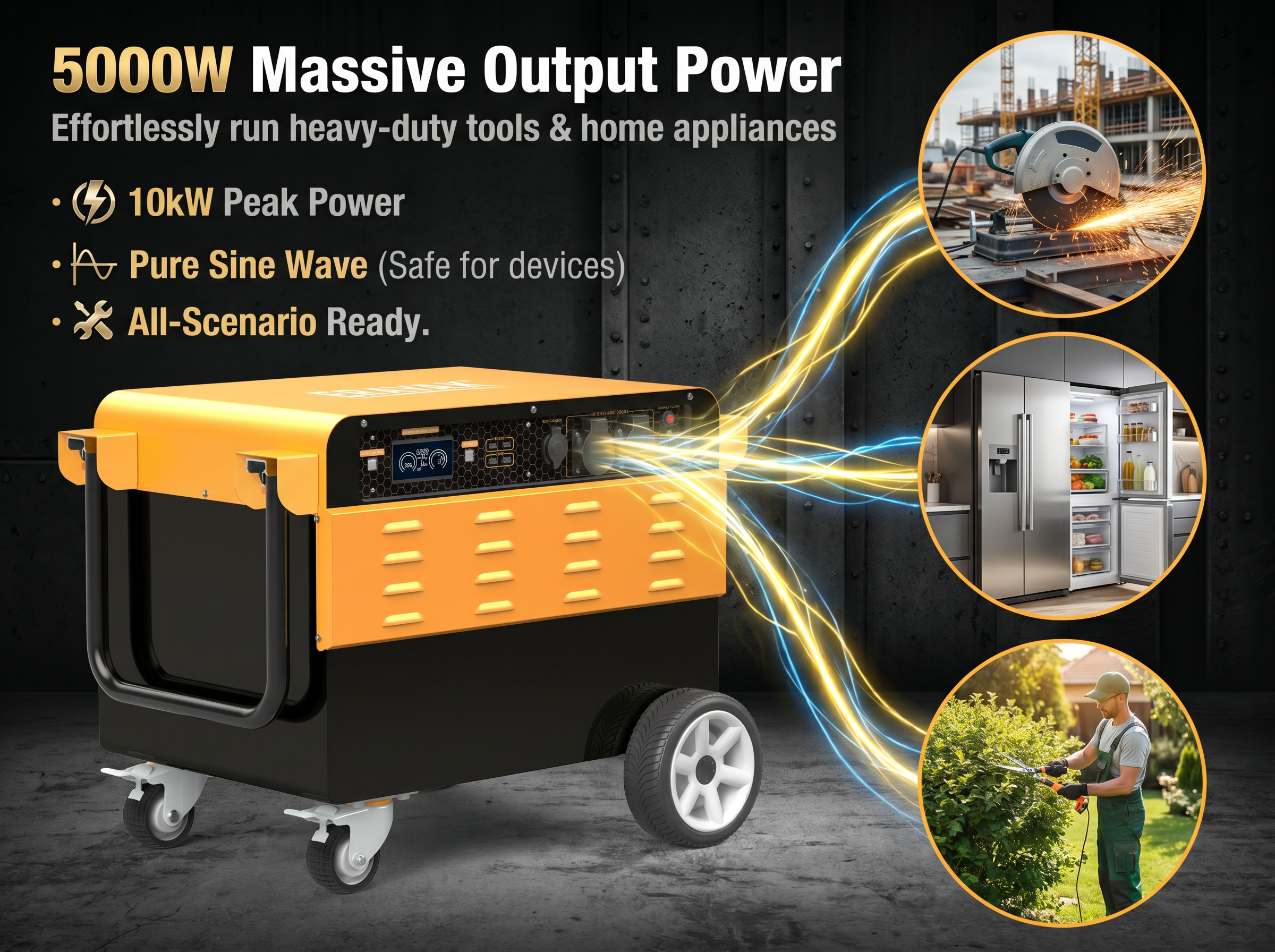Erayak Portable Power Inverter System – 24V 5000W/10000W | DIY Battery | 2x Surge Power