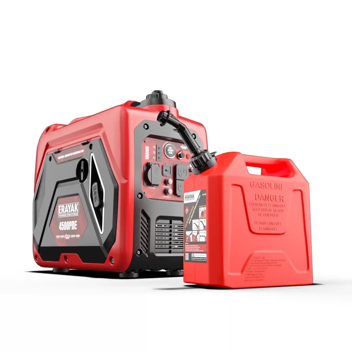 Erayak 4500W Inverter Generator & 2.6-Gallon Safe-Flo Gas Can Combo