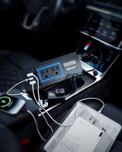 Erayak 200W Cigarette Lighter Inverter - 12V DC to 110V AC Converter with Car Charger & Car Outlet Adapter