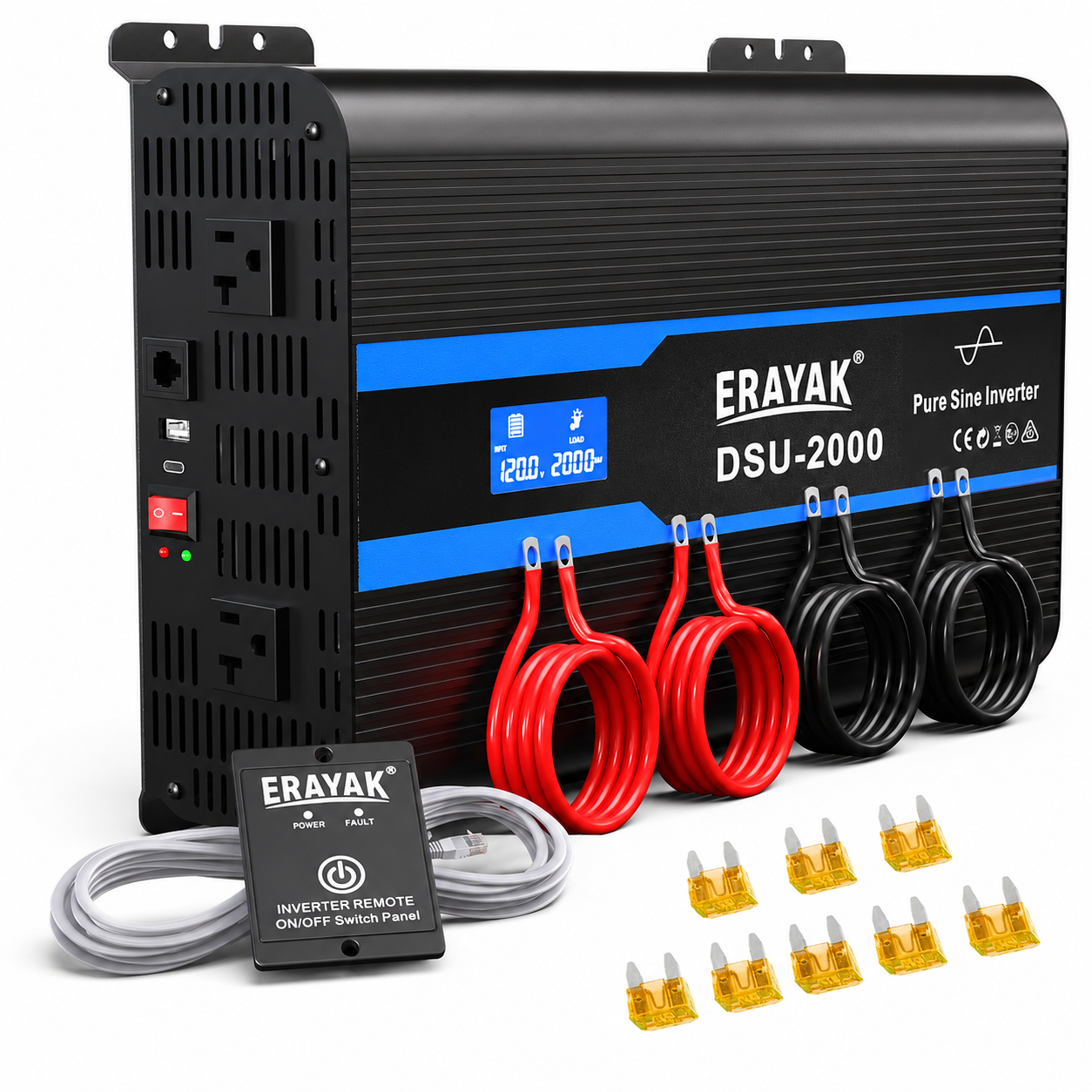 ERAYAK 2000W Pure Sine Wave Inverter for RV, Truck, Off-Grid & Emergency Backup