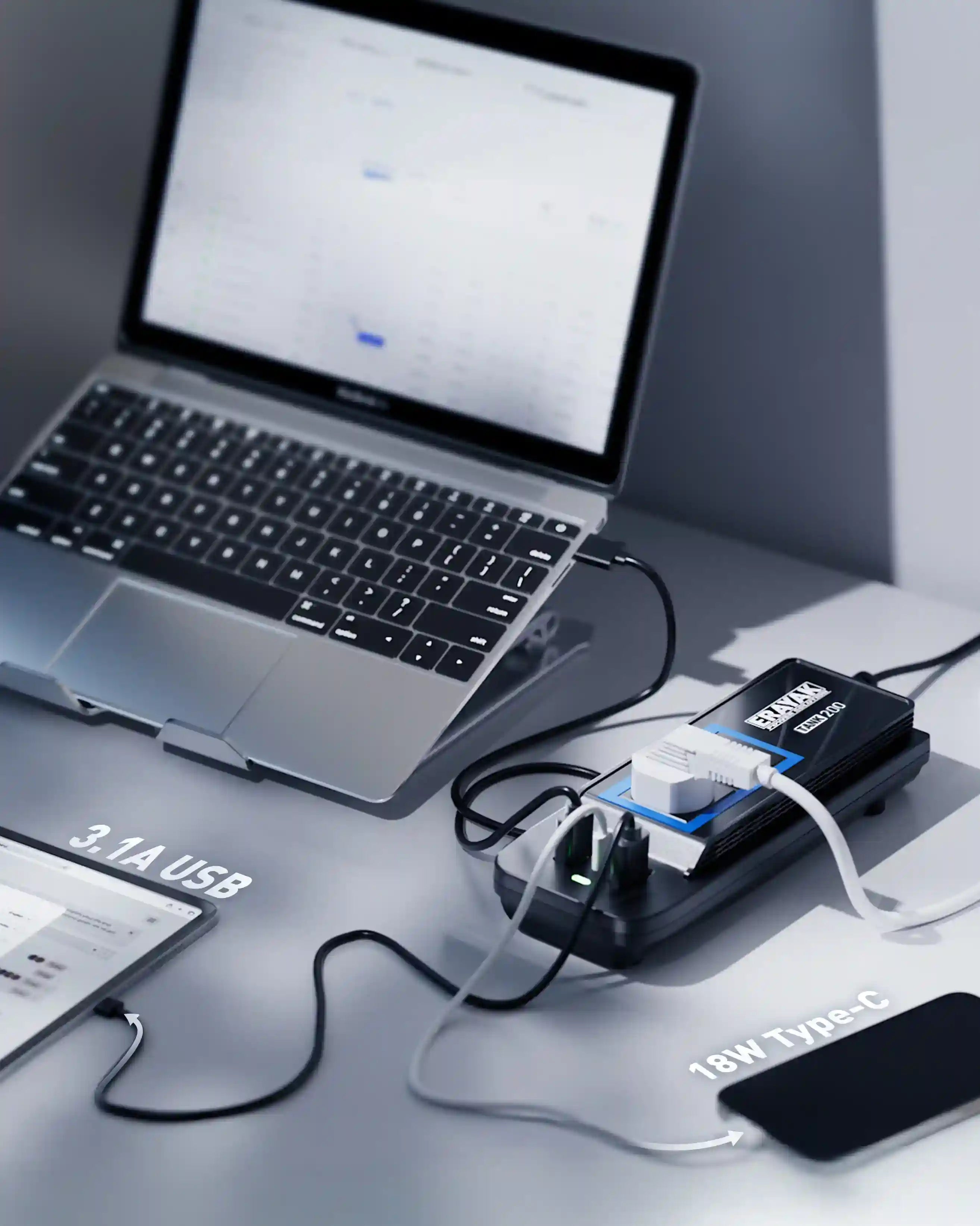 Erayak 12V 200W Continuous Power Inverter USB-C Charger, 3.1A USB for Car, Truck