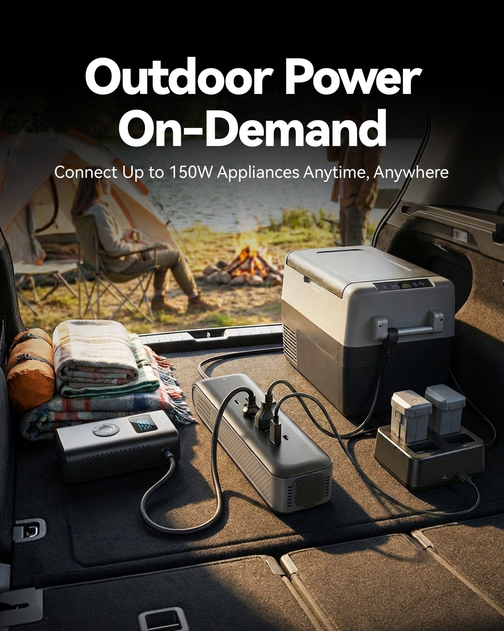 150W Car Power Inverter DC 12V to 110V AC, 18W USB - C & USB - A Fast Charging, 3 AC Outlets for Laptop, Phone, Tablet, Game Console - Compatible with 12V Cigarette Lighter Socket - Erayak Power