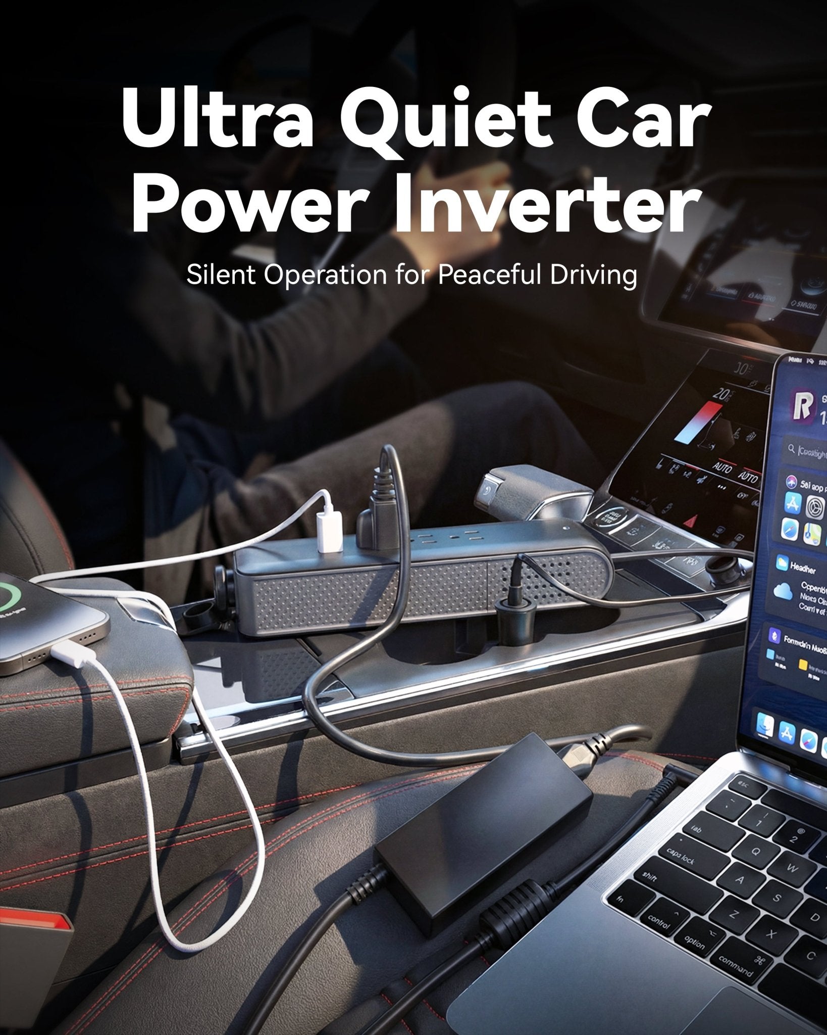 150W Car Power Inverter DC 12V to 110V AC, 18W USB - C & USB - A Fast Charging, 3 AC Outlets for Laptop, Phone, Tablet, Game Console - Compatible with 12V Cigarette Lighter Socket - Erayak Power