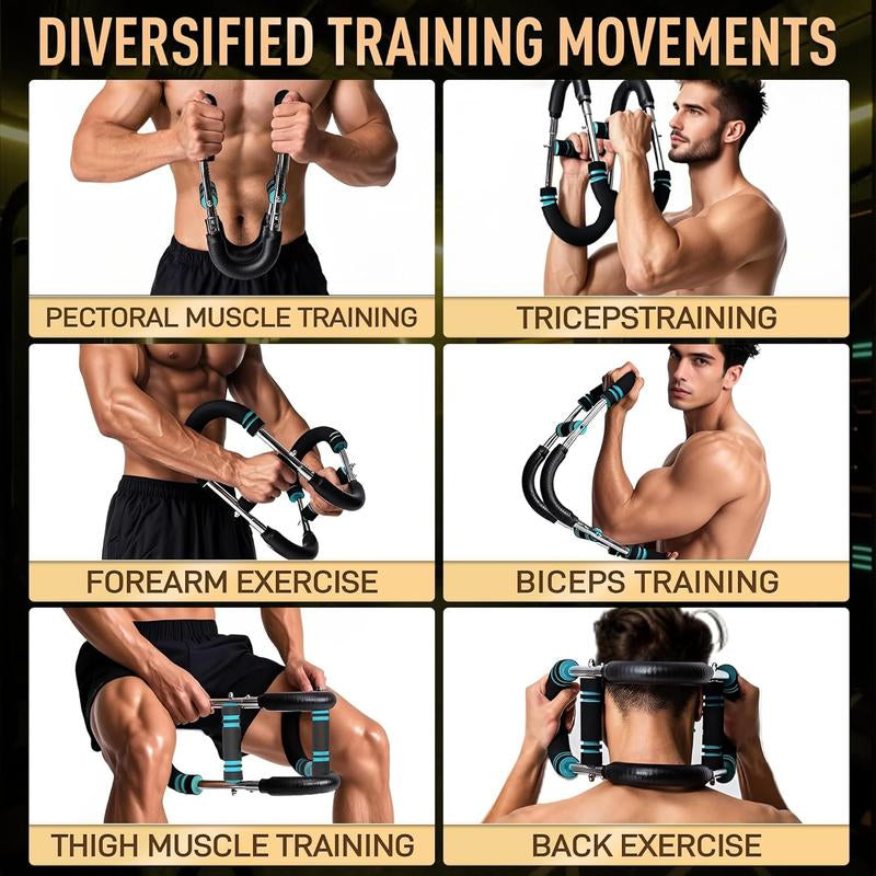 Adjustable Resistance Arm Trainer - Strengthen Chest & Arms with Portable Power Twister Bar (60-110LBS) for Home Fitness