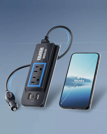 Erayak 200W Cigarette Lighter Inverter - 12V DC to 110V AC Converter with Car Charger & Car Outlet Adapter
