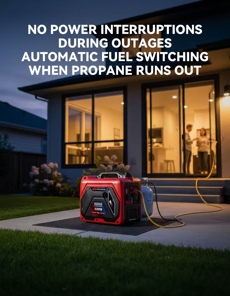 Erayak 4500W Dual-Fuel Inverter Generator – Quiet Gas & Propane, 30Amp RV Ready, Portable Home Backup Power