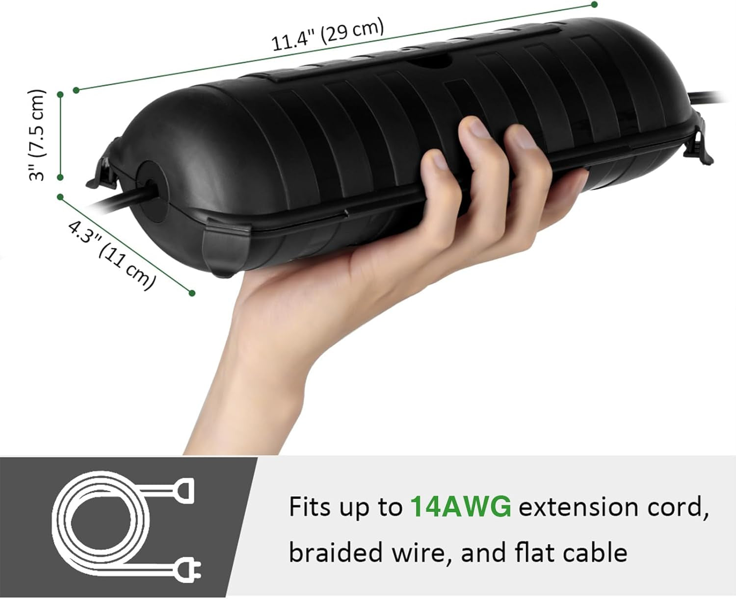 Outdoor Extension Cord Safety Cover with Waterproof Protector Seal, Weatherproof