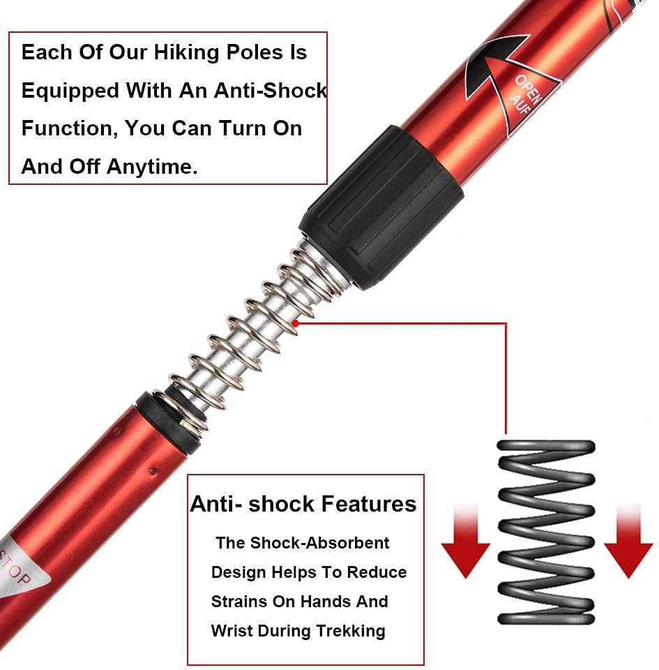 Aihoye Hiking Trekking Poles, 2 Pack Collapsible, Lightweight, anti Shock, Walking Sticks, Adjustable Hiking Pole for Men and Women