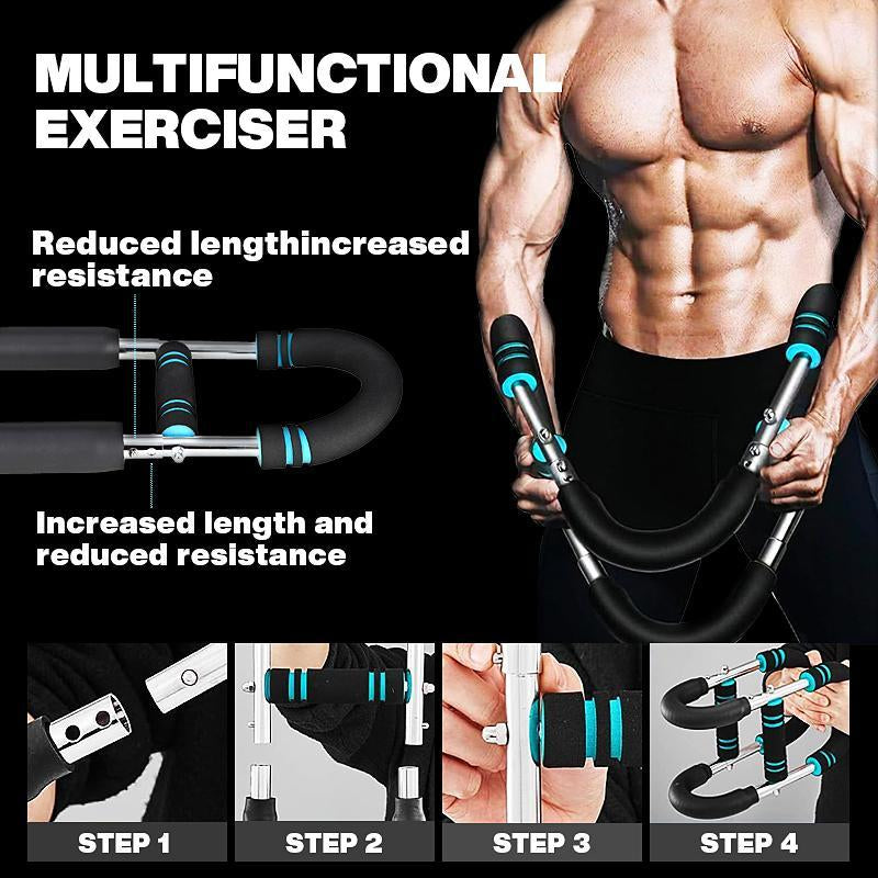 Adjustable Resistance Arm Trainer - Strengthen Chest & Arms with Portable Power Twister Bar (60-110LBS) for Home Fitness