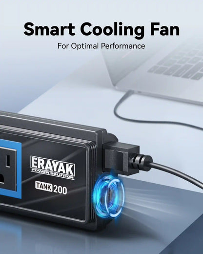 Erayak 200W Cigarette Lighter Inverter - 12V DC to 110V AC Converter with Car Charger & Car Outlet Adapter