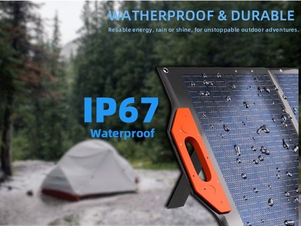 Panneau solaire portable Erayak 100 W, pliable et durable, béquille réglable et poignée magnétique, avec chargeur de téléphone
