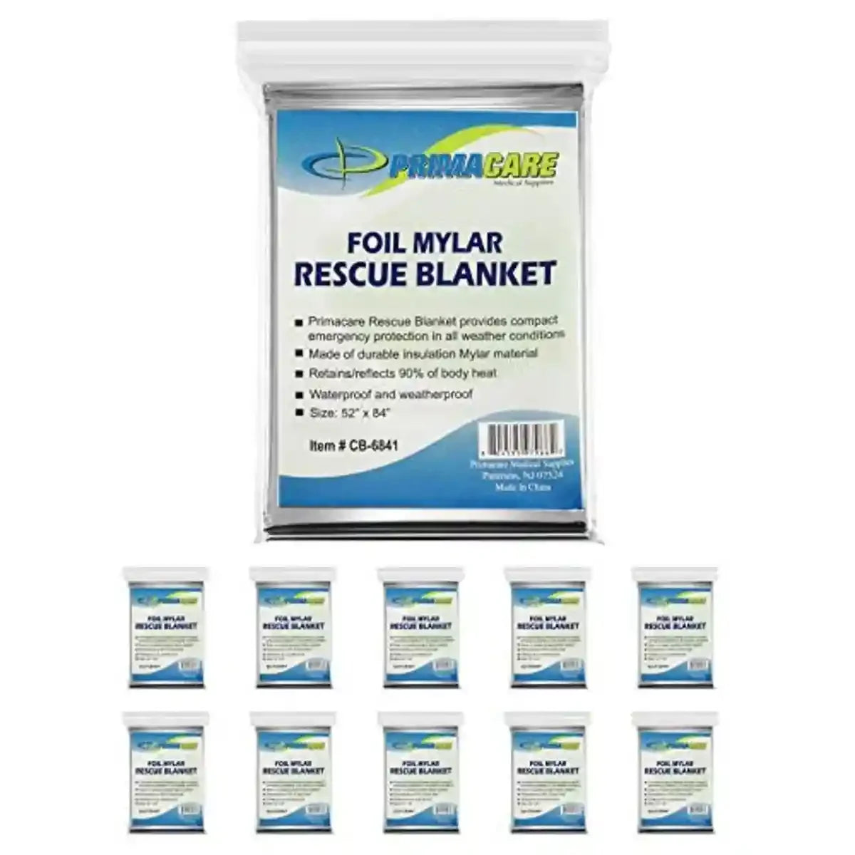 HB-10 Emergency Foil Mylar Thermal Blanket (Pack of 10), 52 Length X 84 Width