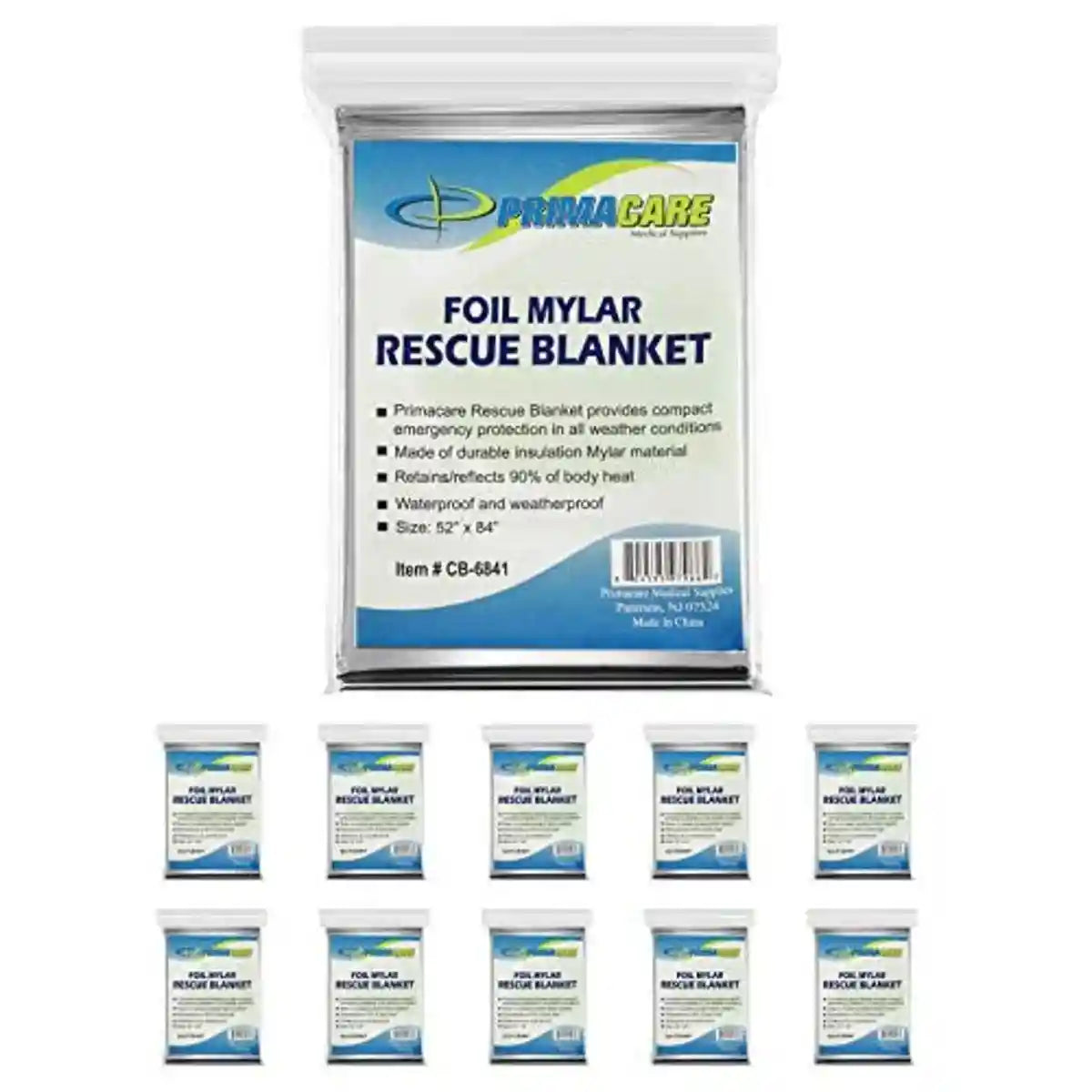 HB-10 Emergency Foil Mylar Thermal Blanket (Pack of 10), 52 Length X 84 Width