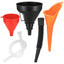 3 Pcs Automotive Funnels Set, Wide Mouth Fuel Funnels, Plastic Long Neck Oil Funnel, Flexible Right Angle Funnels, with Detachable Spout and Filter for Water/Gasoline/Coolant/Engine Oil