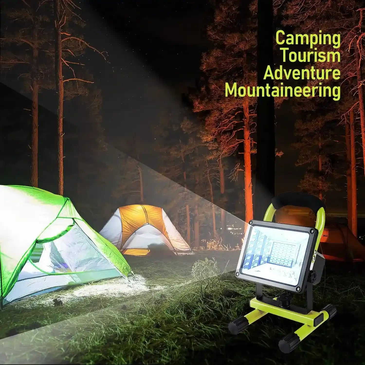 LANFU 30W LED Work Light with Stand, 90° Tiltable 360° Rotation Handle Weatherproof Magnetic Portable Rechargeable Mechanic Travel for Construction Site Jetty Workshop Garage Emergency Camping Green