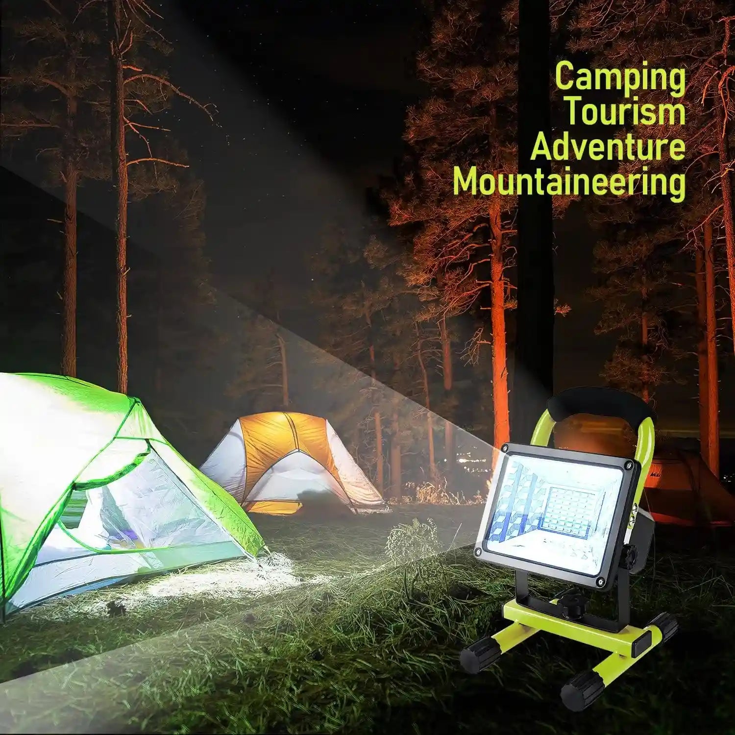 LANFU 30W LED Work Light with Stand, 90° Tiltable 360° Rotation Handle Weatherproof Magnetic Portable Rechargeable Mechanic Travel for Construction Site Jetty Workshop Garage Emergency Camping Green