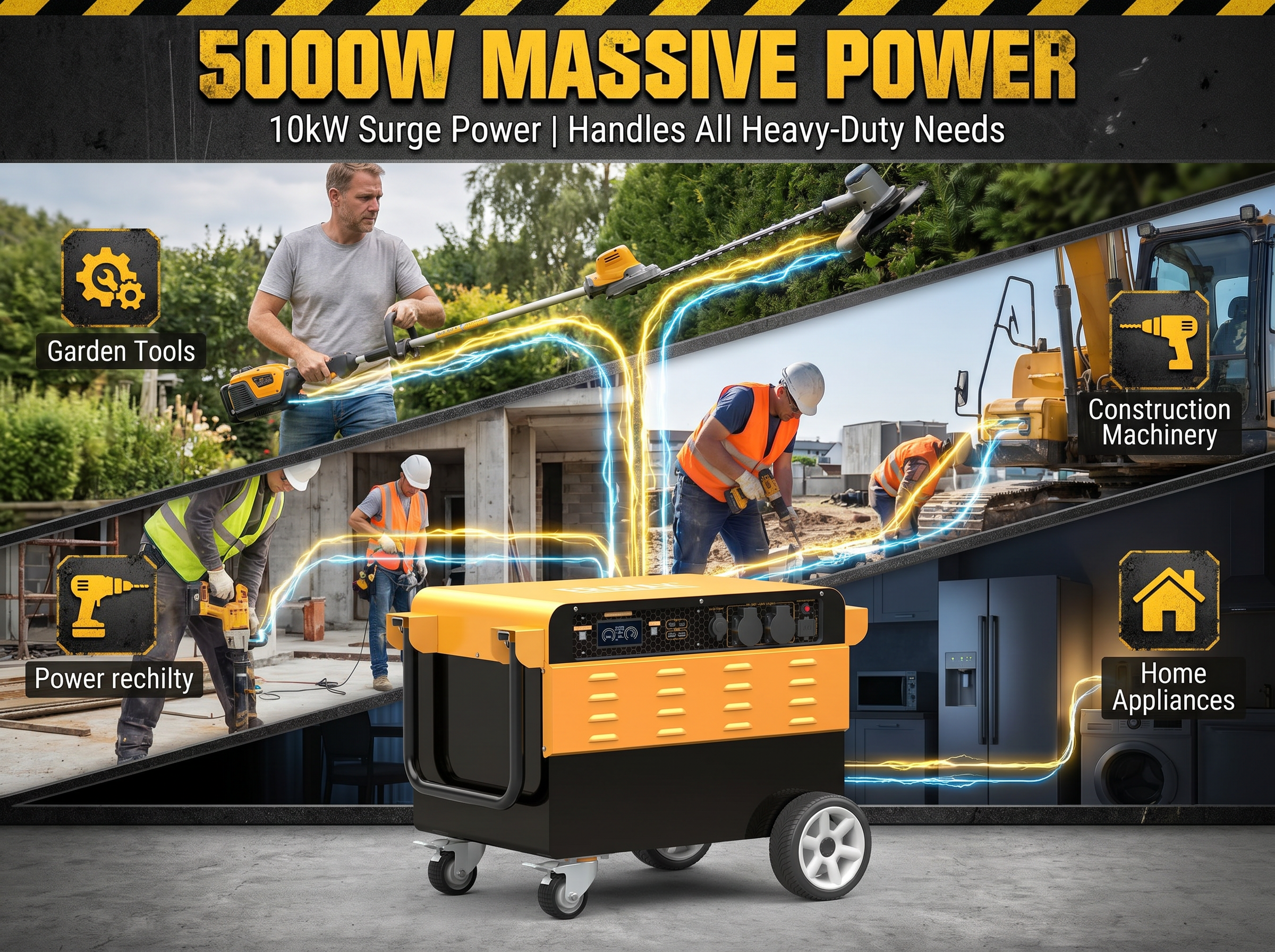Erayak Portable Power Inverter System – 24V 5000W/10000W | DIY Battery | 2x Surge Power
