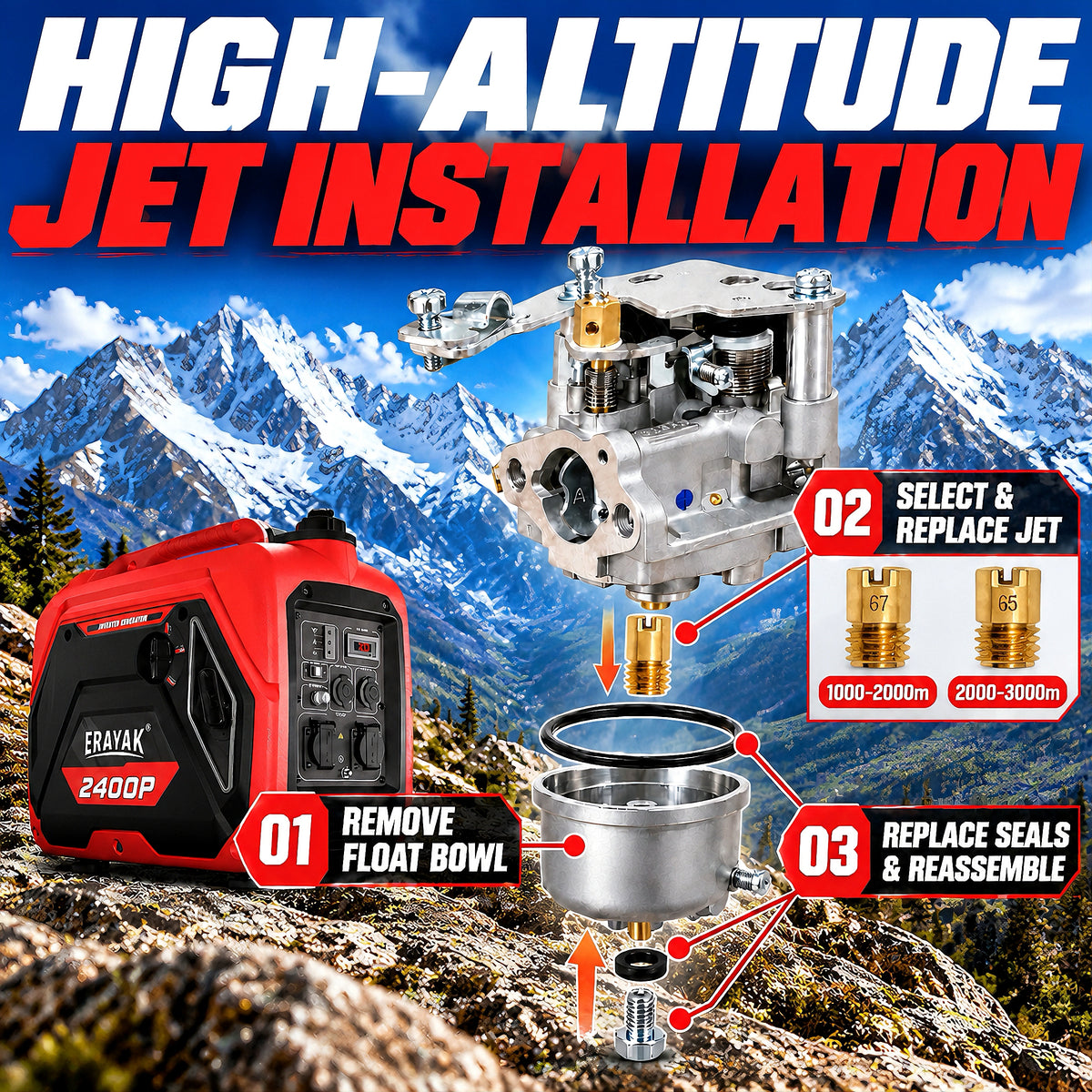ERAYAK High Altitude Kit for 2400P Inverter Generator (3000–12000 ft)