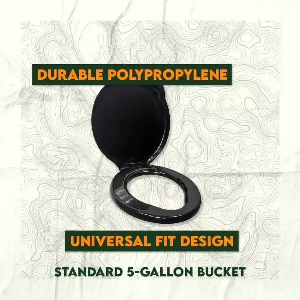 5 Gallon Bucket Toilet Seat W/ Lid Travel Outdoor Camping Hiking Snap on Black