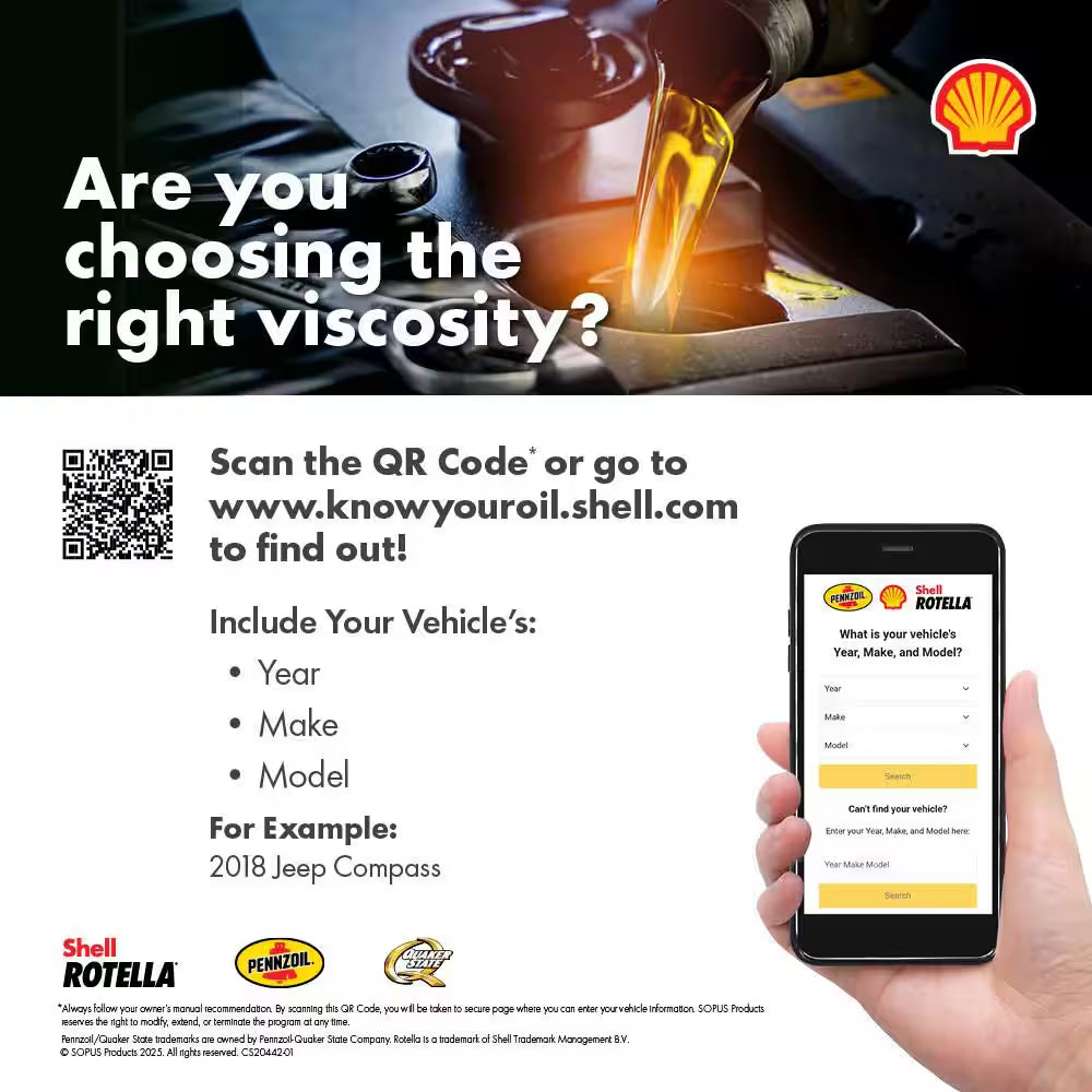 Full Synthetic High Mileage Motor Oil SAE 5W-20 Motor Oil 5 Qt.