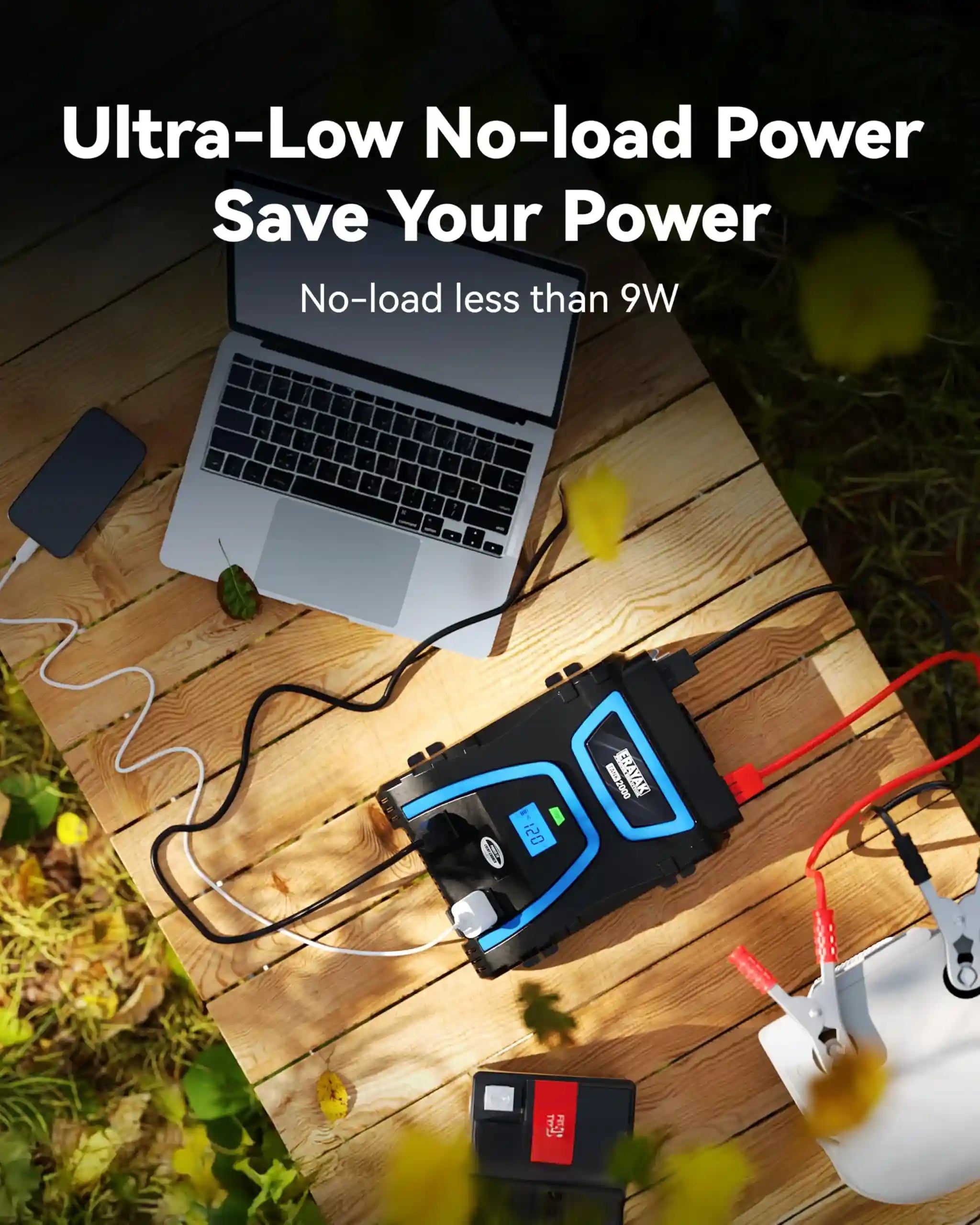 Erayak 2000W Power Inverter, 12V DC to 120V AC, LCD Display, Modified Sine Wave, Remote Control, USB-A & Type-C Ports, 6×40A Fuses, Quiet Fan for RV, Truck, Solar, Home Backup