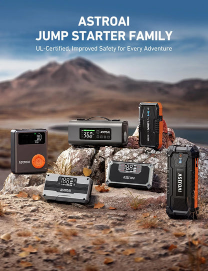 AstroAI S8 Car Battery Jump Starter, 1500A Peak Car Jumper Starter Battery Pack for Up to 6.0L Gas & 3.0L Diesel Engines, 12V Portable Jump Box with 3 Modes Flashlight and Jumper Cable (Orange)