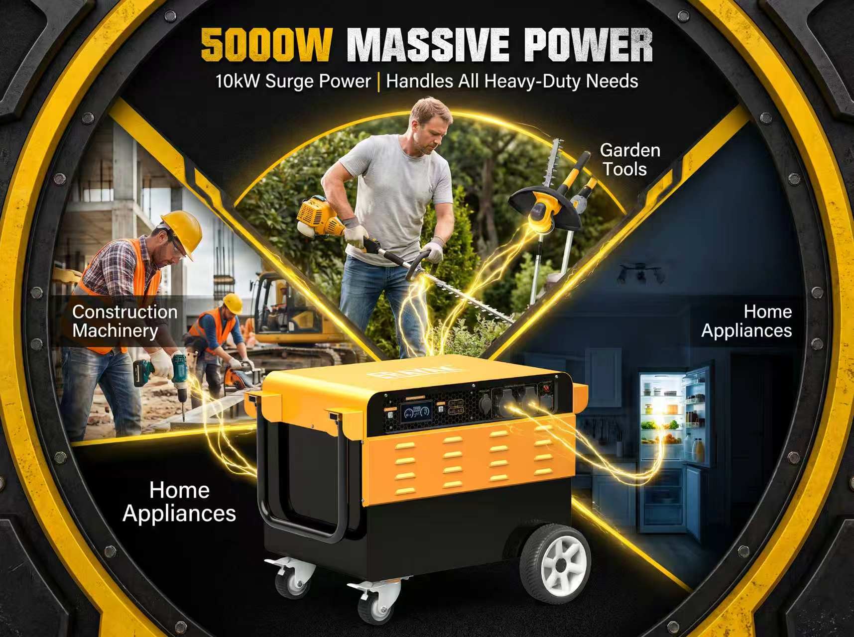 Erayak Portable Power Inverter System – 24V 5000W/10000W | DIY Battery | 2x Surge Power