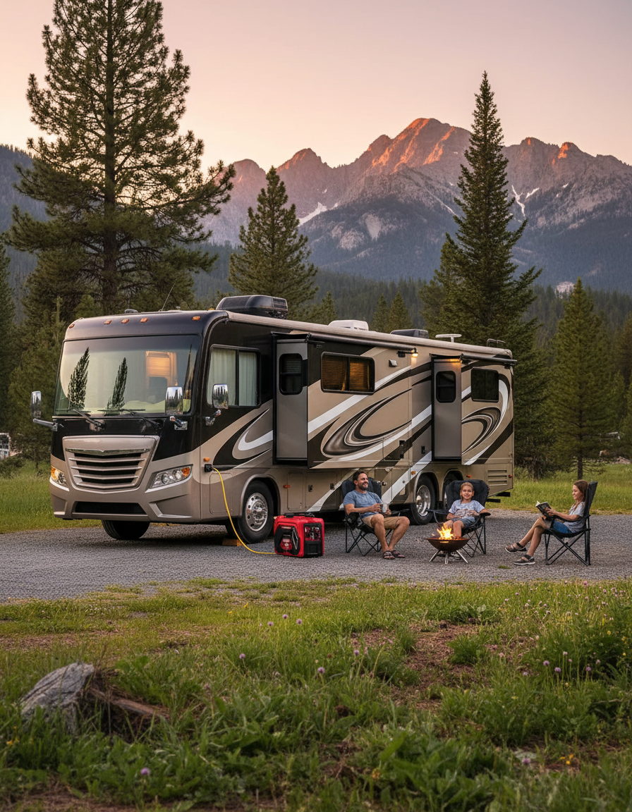 Erayak 4500W Generator Powering RV at Campground - Quiet 52dB 30A RV Ready Camping Power