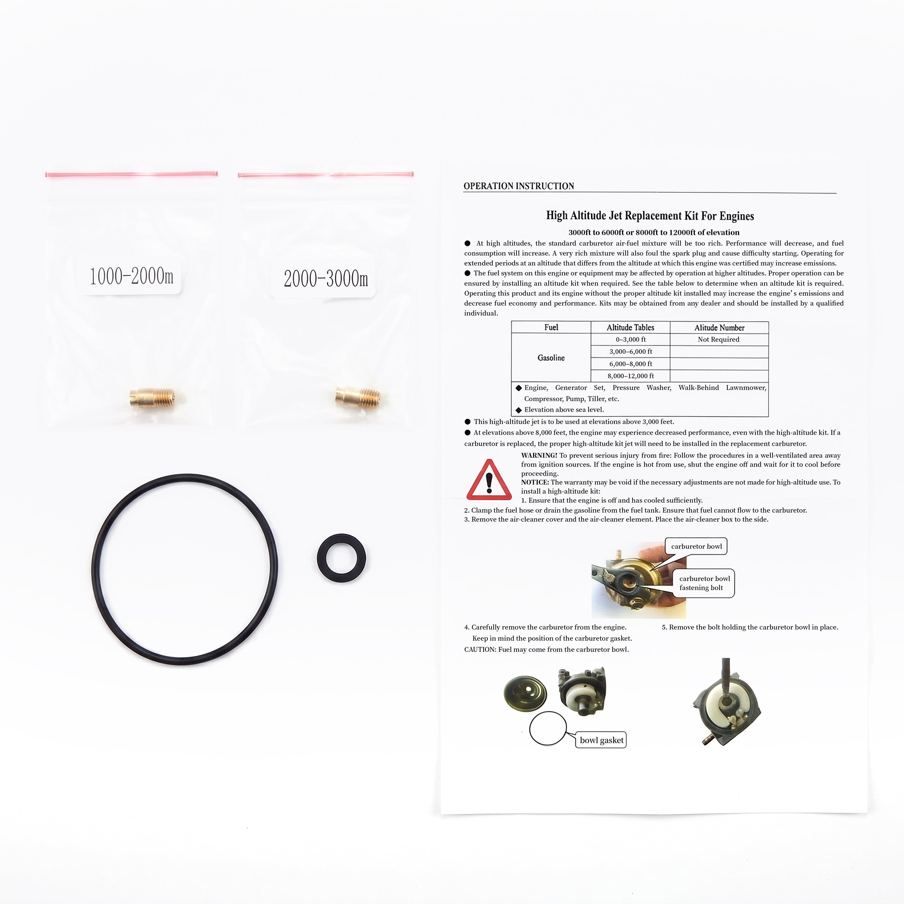 ERAYAK High Altitude Jet Replacement Kit for 2400P Inverter Generator (3000–12000 ft)