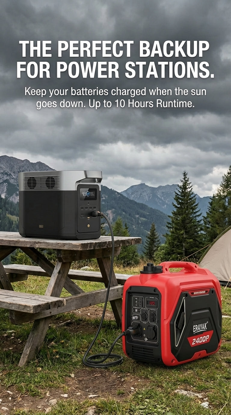 Erayak 2400W Portable Inverter Generator - Super Quiet 51dB, Lightweight 42 lbs | Gas Powered for RV, Camping & Home Backu