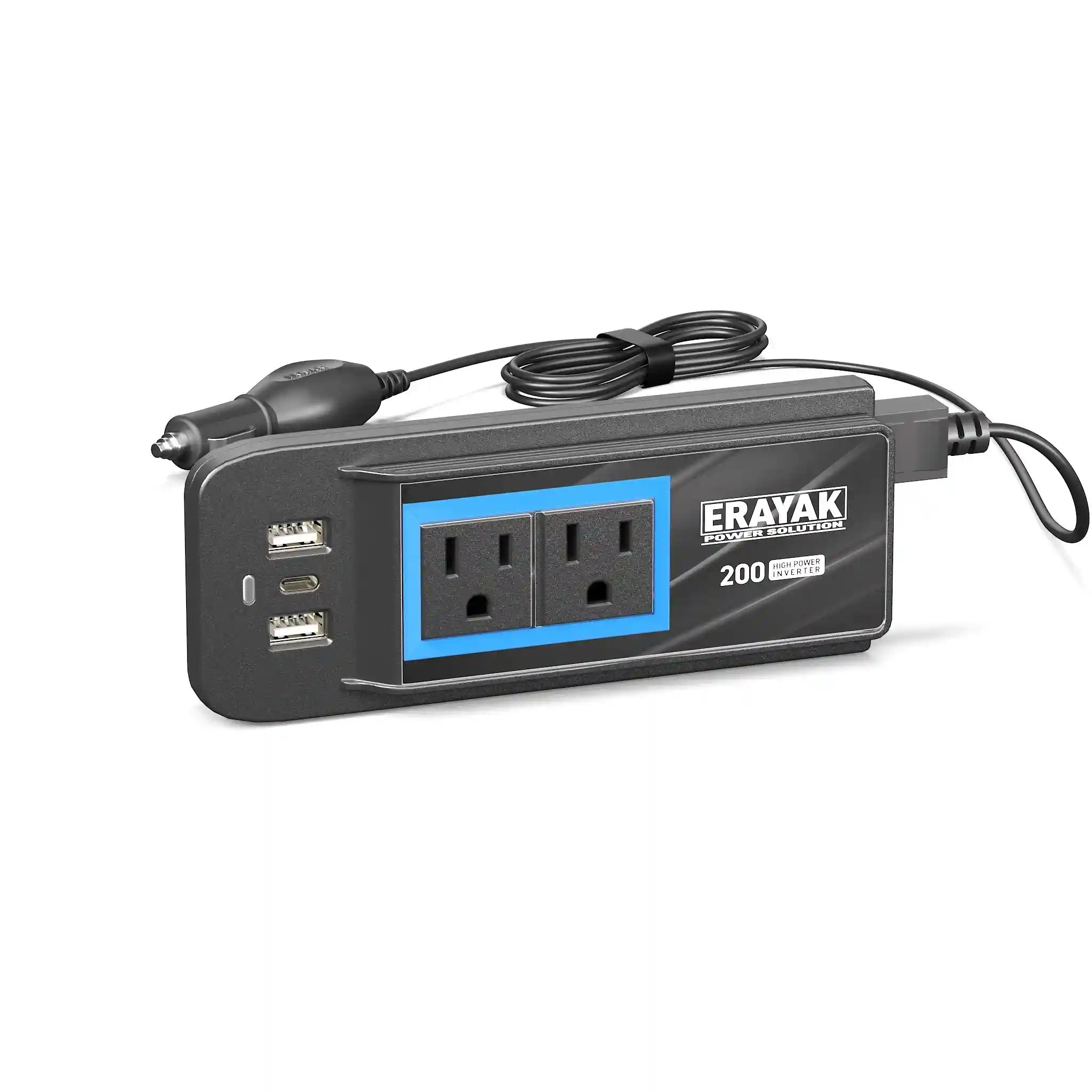 Erayak 12V 200W Continuous Power Inverter USB-C Charger, 3.1A USB for Car, Truck