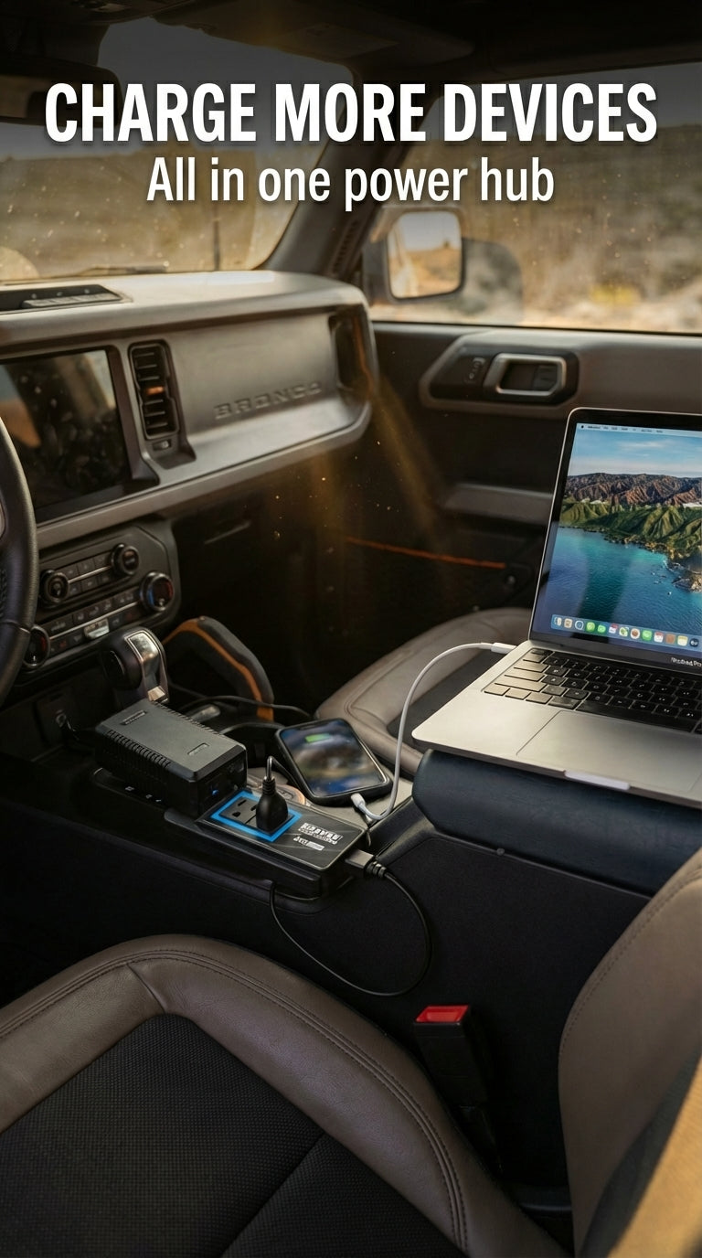 ERAYAK 200W Car Power Inverter [2026] | 110V AC Outlets & 30W USB-C Hub