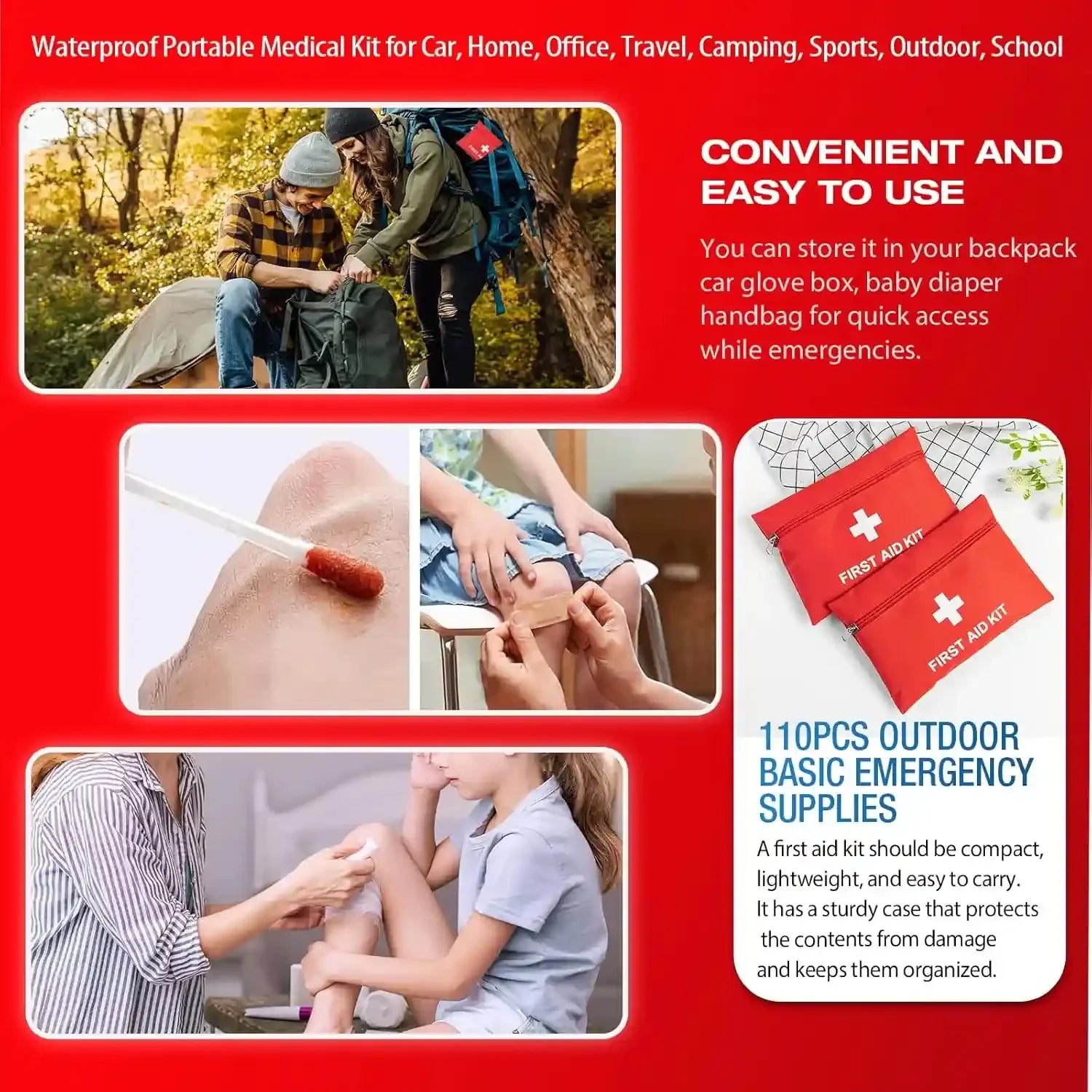 First Aid Kit - 92 Piece Mini Emergency Kits for Car, Basic Outdoor Essentials S